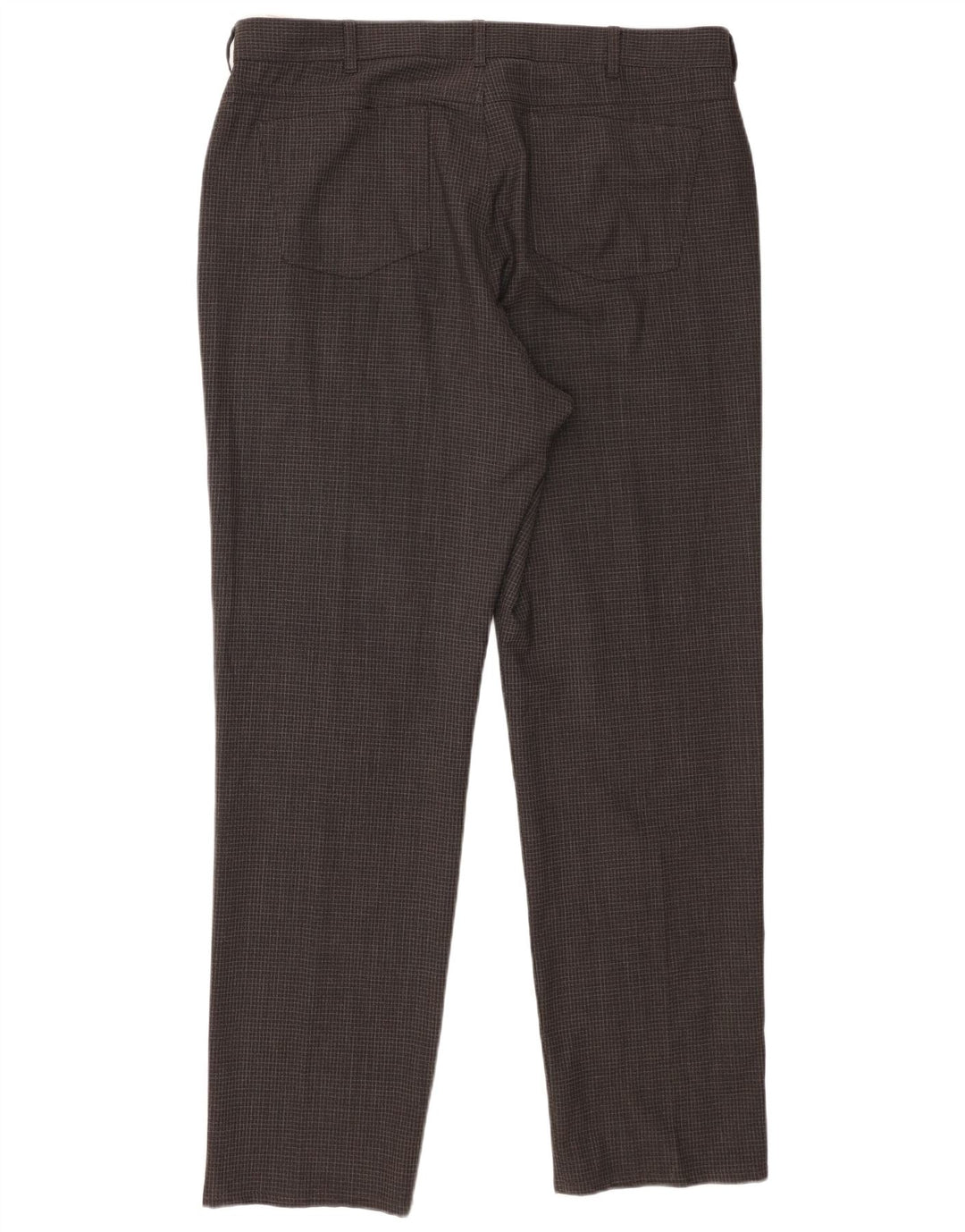 Marks & Spencer Mens Straight Casual Trousers W38 L31 Grey Check Polyester