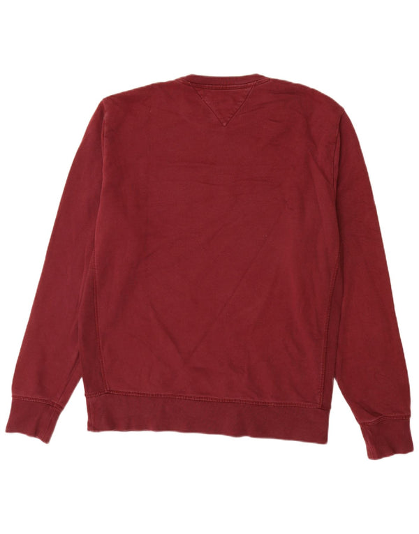 TOMMY HILFIGER Mens Graphic Sweatshirt Jumper Large Burgundy Cotton