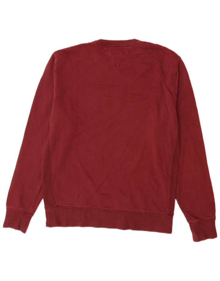 TOMMY HILFIGER Mens Graphic Sweatshirt Jumper Large Burgundy Cotton