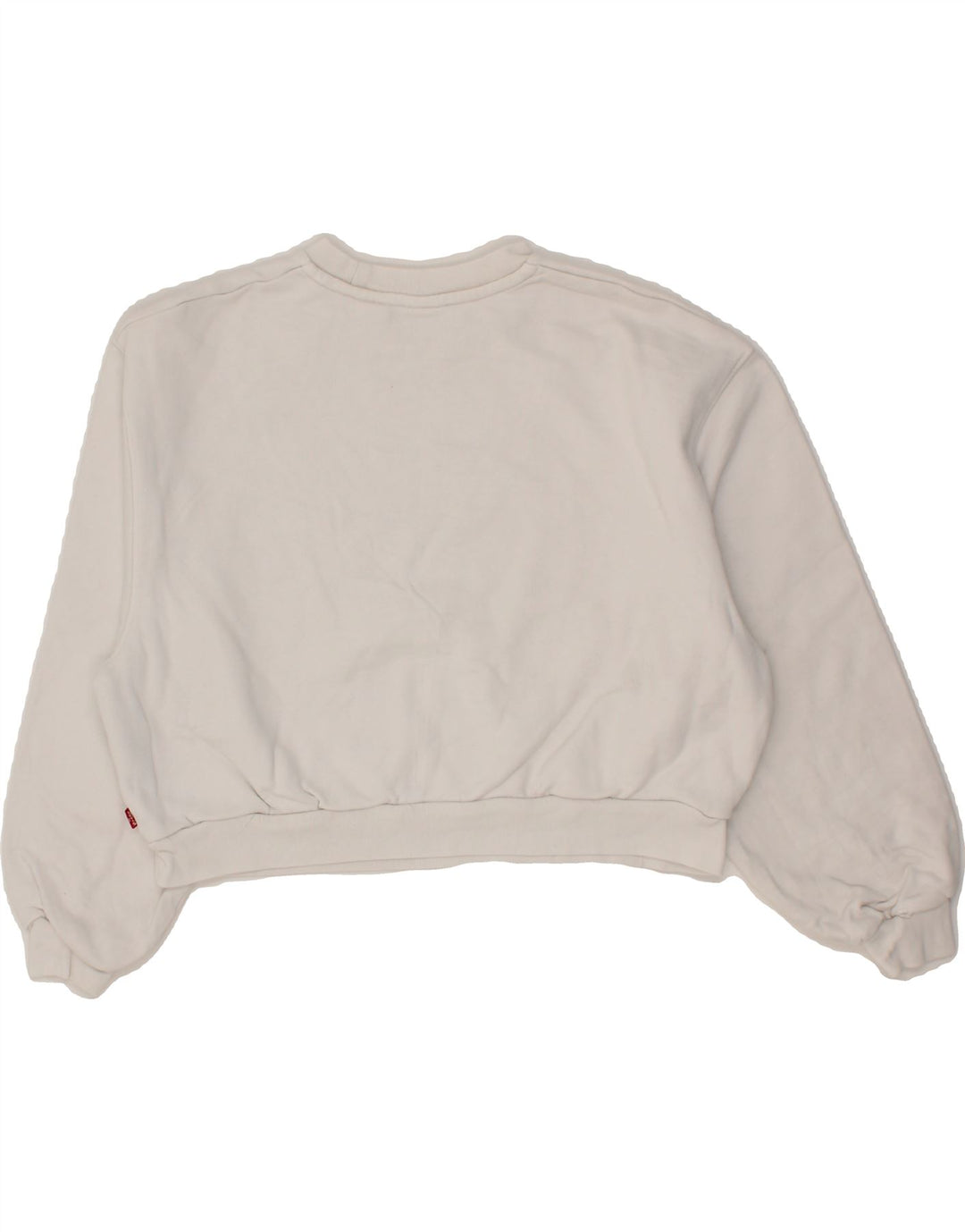 LEVI'S Womens Oversized Graphic Crop Sweatshirt Jumper UK 10 Small White Vintage Levi's and Second-Hand Levi's from Messina Hembry 