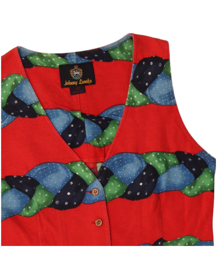 Johnny Lambs Womens Waistcoat IT 42 Medium Red Striped Cotton