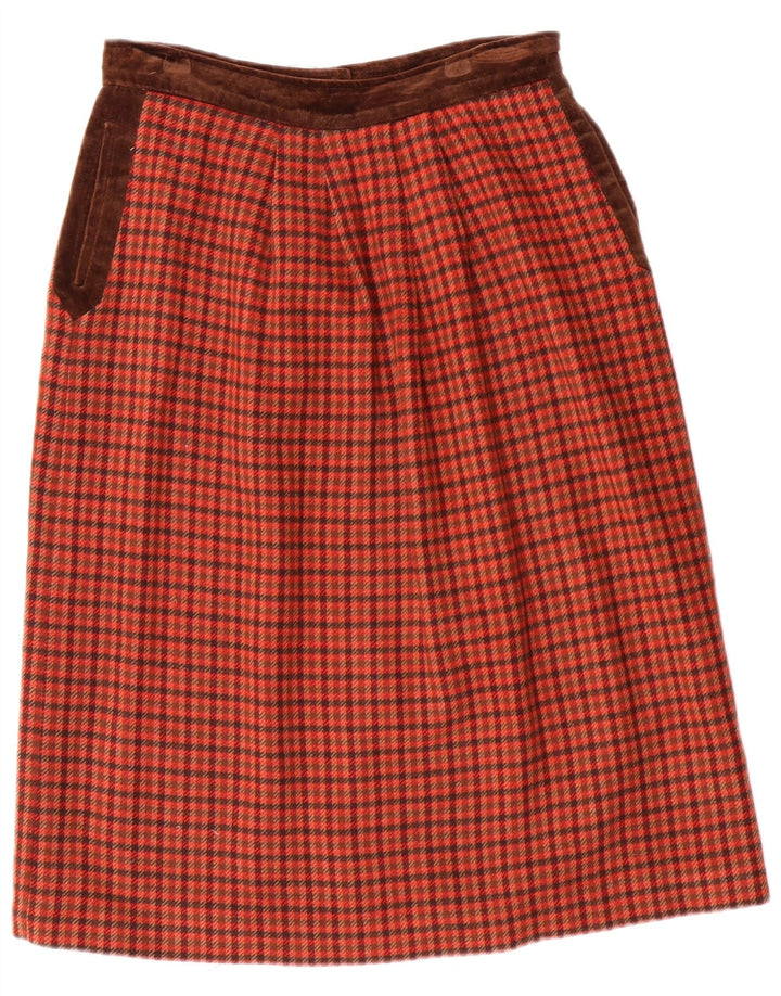 VALENTINO Womens Miss V A-Line Skirt W30 Medium Red Houndstooth Wool