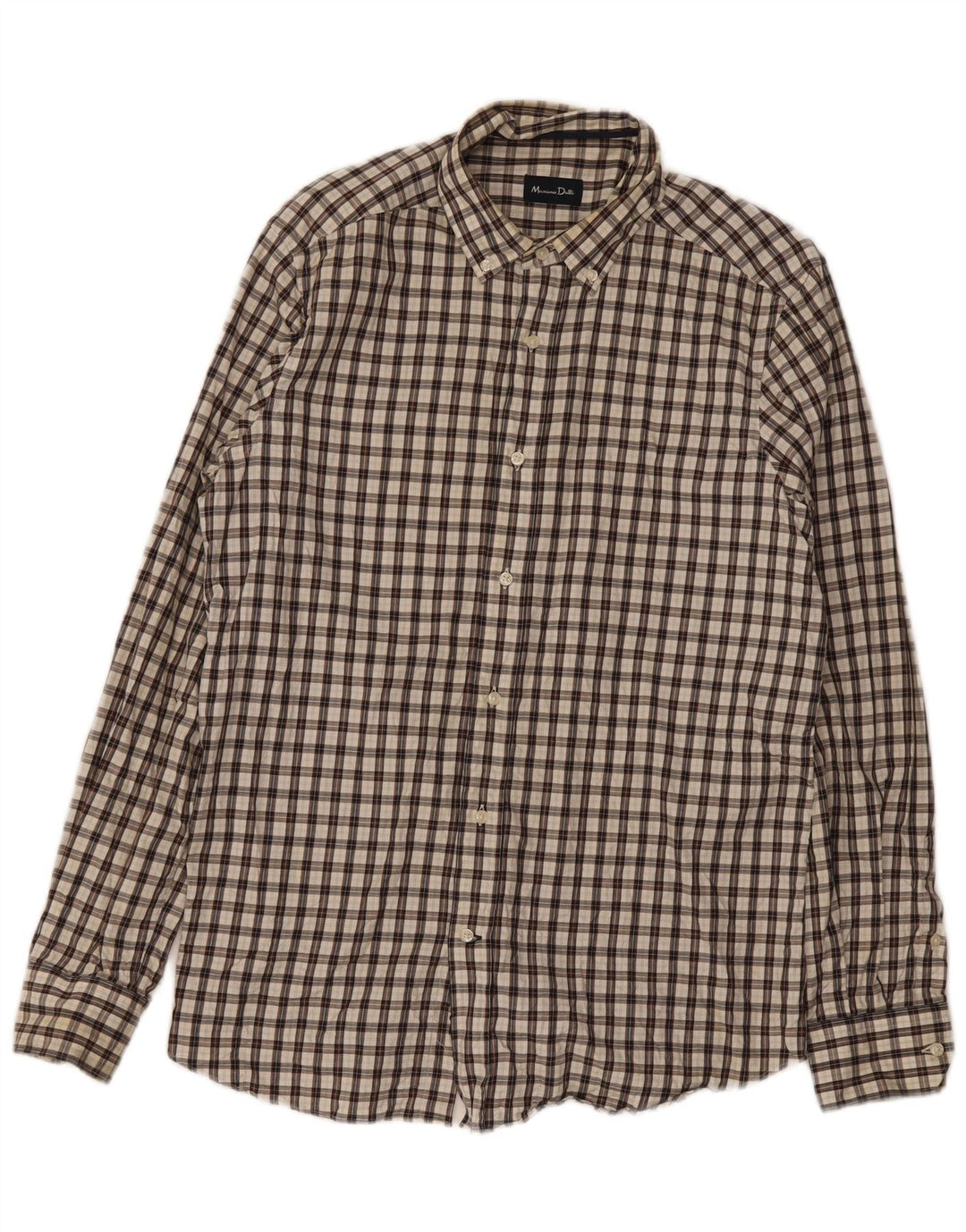 Massimo Dutti Mens Flannel Shirt Large Brown Check