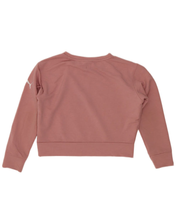 Puma Girls Crop Graphic Sweatshirt Jumper 9-10 Years Pink Cotton