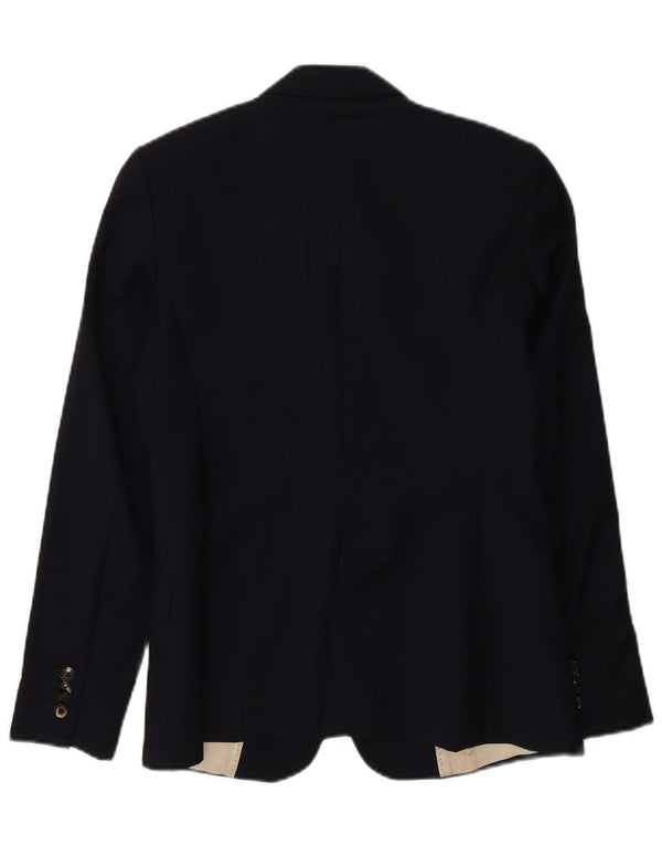 Massimo Dutti Womens 2 Button Blazer Jacket EU 40 Medium Navy Blue Wool