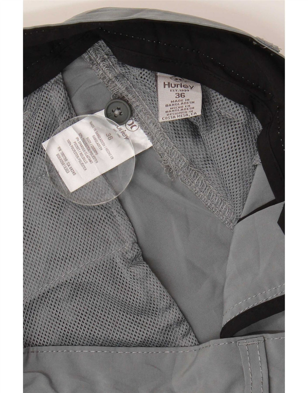 Hurley Mens Chino Shorts W36 Large Grey Polyester