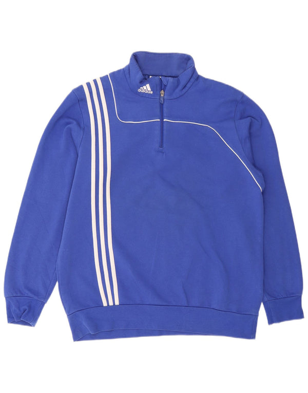 Adidas Mens Zip Neck Sweatshirt Jumper Large Blue Cotton