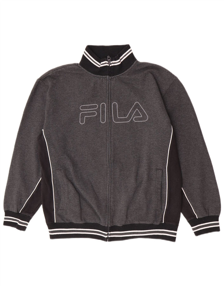 Fila Mens Graphic Tracksuit Top Jacket Large Grey Colourblock