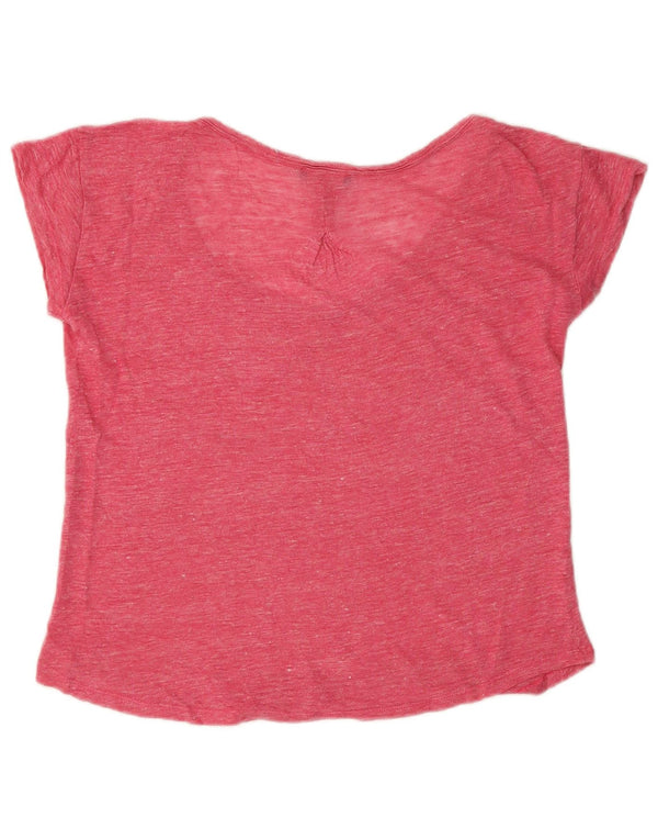 Massimo Dutti Womens T-Shirt Top UK 14 Medium Pink Flecked