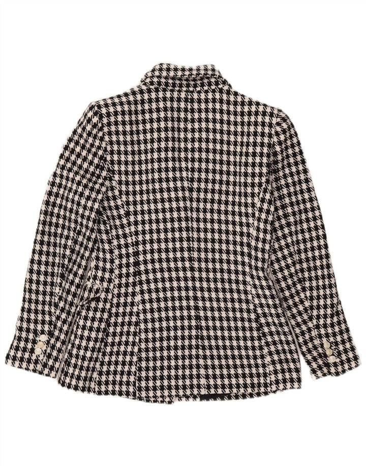 Zara Womens Double Breasted Blazer Jacket UK 10 Small Black Houndstooth