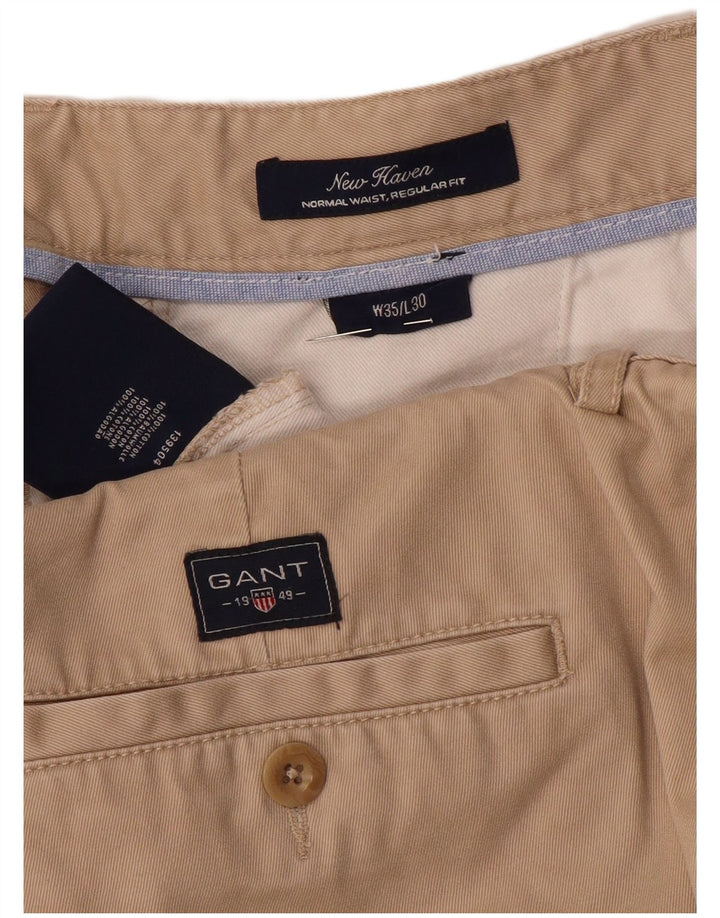 GANT Mens New Haven Regular Fit Straight Chino Trousers W35 L30 Beige