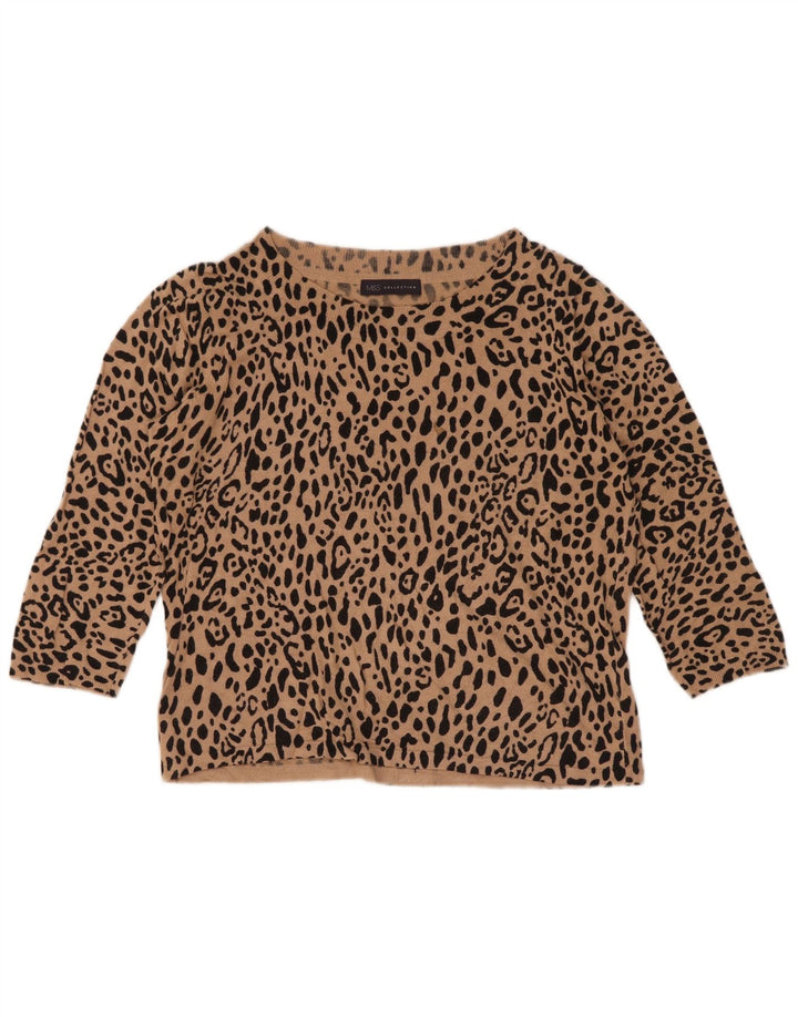 Marks & Spencer Womens Crop Crew Neck Jumper Sweater UK 12 Medium Brown