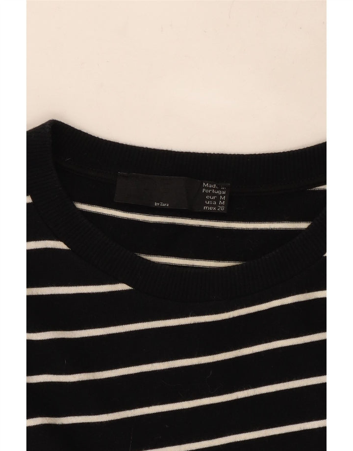 ZARA Womens 3/4 Sleeve Asymmetrical Dress UK 14 Medium Black Striped