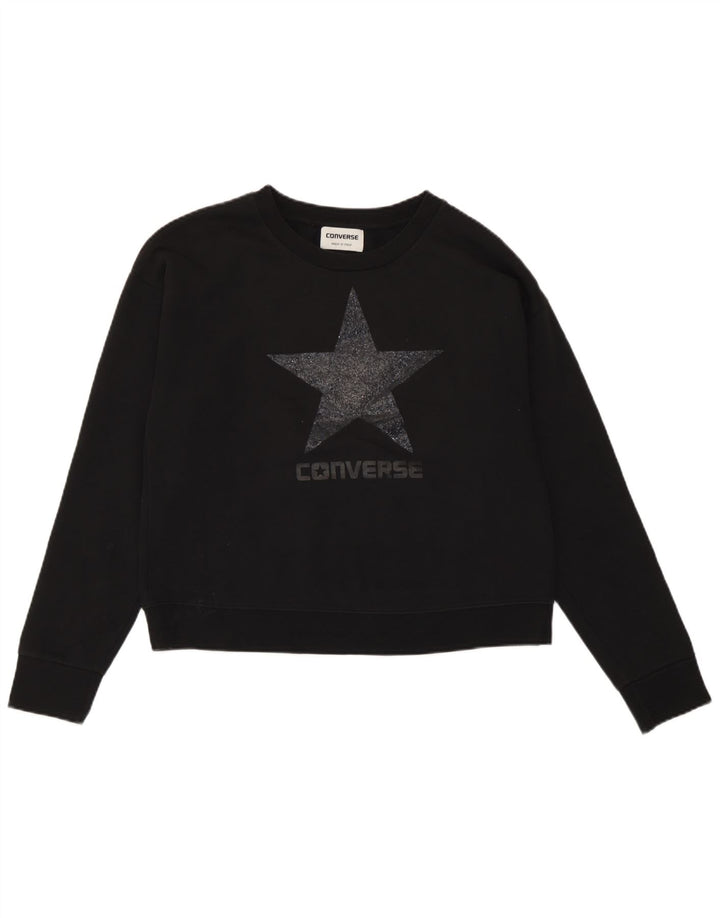 Converse Womens Graphic Oversized Sweatshirt Jumper UK 10 Small Black