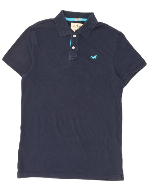 Hollister Mens Stretch Polo Shirt Medium Navy Blue Cotton