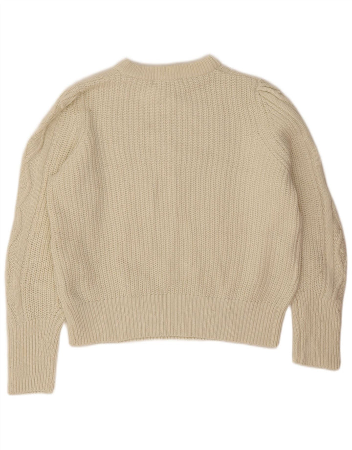 Marks & Spencer Womens Boat Neck Jumper Sweater UK 16 Large Beige Polyester