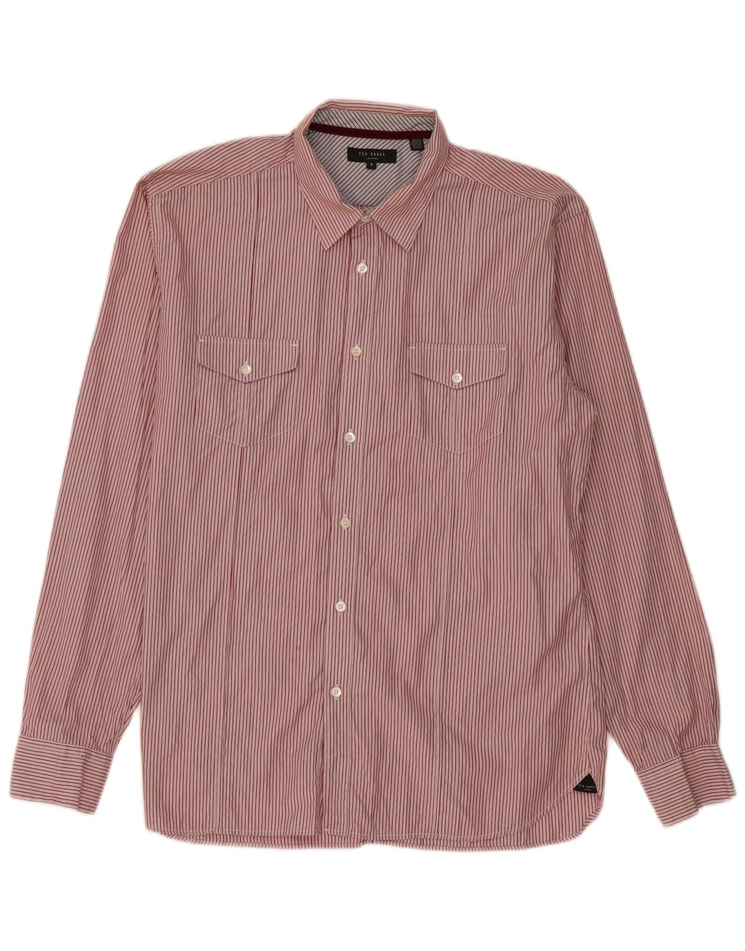 TED BAKER Mens Shirt Size 6 2XL Red Pinstripe Cotton