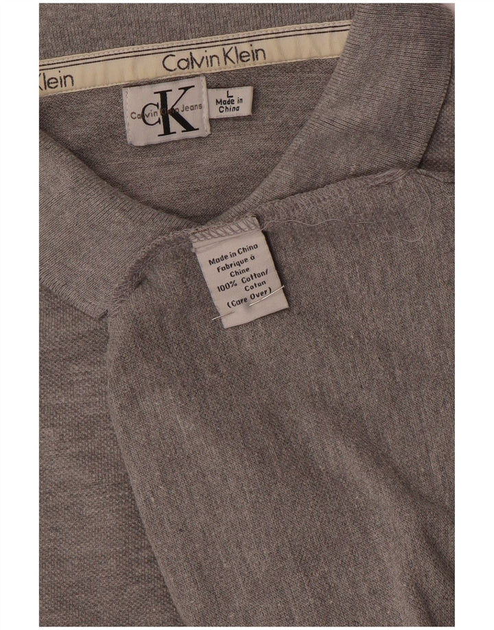 Calvin Klein Mens Polo Shirt Large Grey Cotton