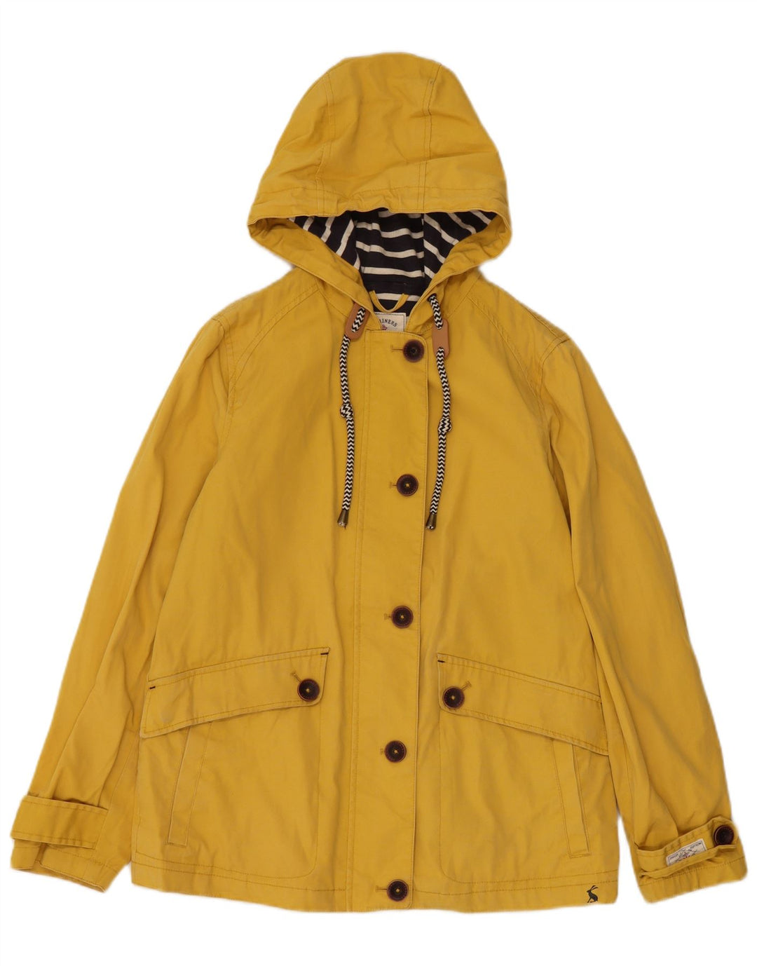 JOULES Womens Hooded Rain Jacket UK 8 Small Yellow Cotton