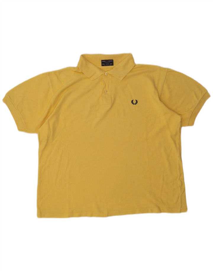 Fred Perry Mens Polo Shirt Large Yellow Cotton