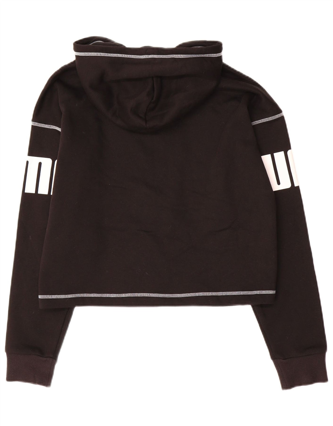 PUMA Womens Oversized Graphic Hoodie Jumper UK 14 Medium Black Cotton