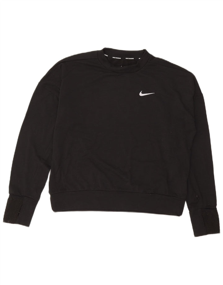 NIKE Womens Running Oversized Top Long Sleeve UK 10 Small Black Polyester