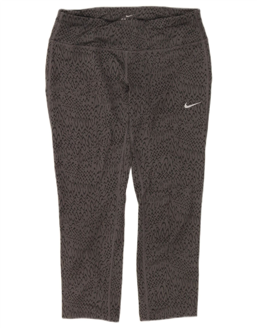NIKE Womens Dri Fit Capri Leggings UK 8 Small Grey Animal Print Polyester