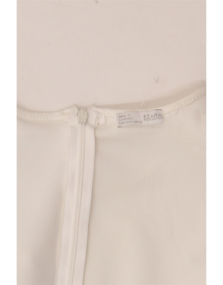 ZARA Womens Short Sleeve Playsuit UK 8 Small W28  White