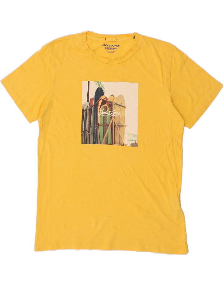 JACK & JONES Mens Graphic T-Shirt Top Medium Yellow Cotton Vintage Jack & Jones and Second-Hand Jack & Jones from Messina Hembry 