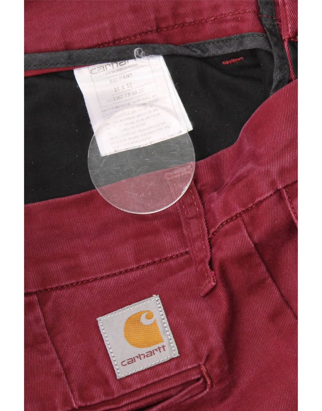 CARHARTT Womens Slim Chino Trousers W31 L30 Burgundy Cotton
