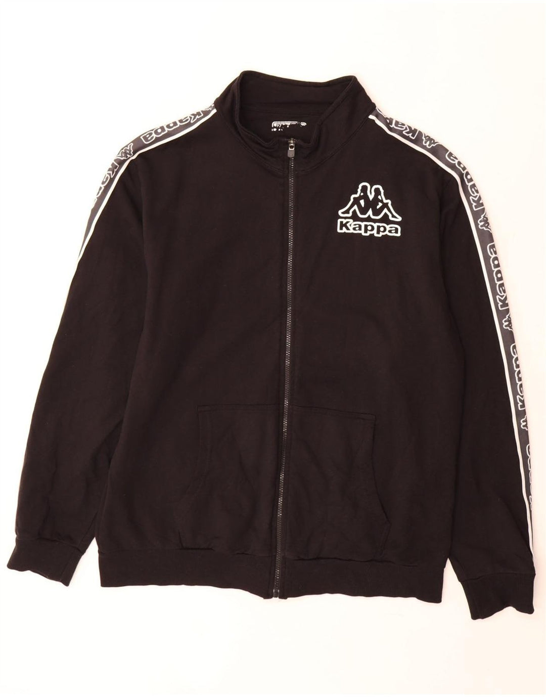 Kappa Mens Graphic Tracksuit Top Jacket Large Black Cotton