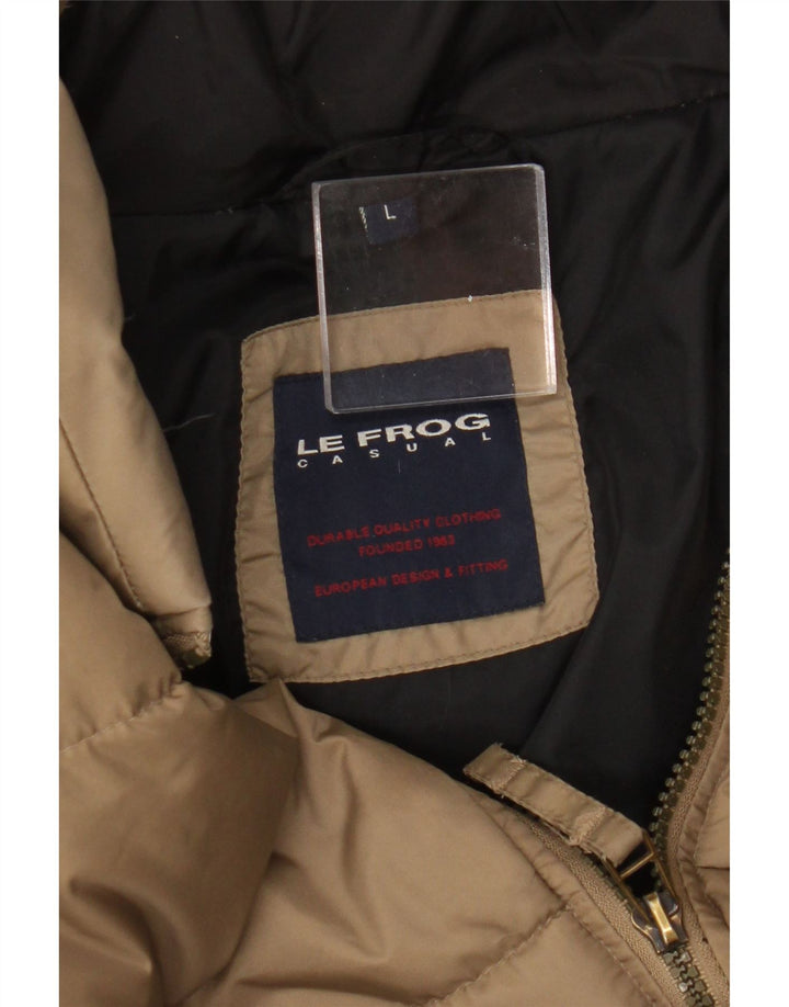 Le Frog Mens Padded Jacket UK 40 Large Beige Polyamide
