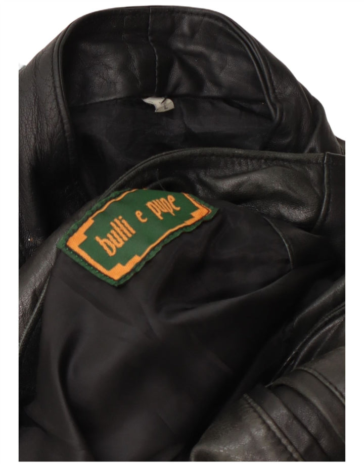Bulli E Pupe Mens Leather Jacket UK 40 Large Black