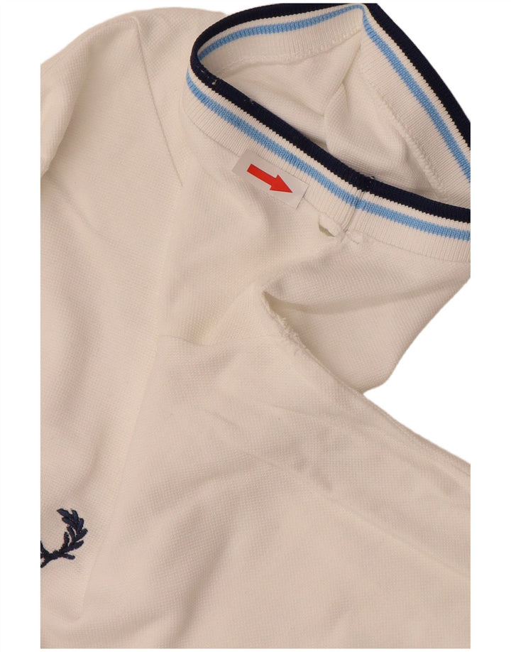 FRED PERRY Mens Polo Shirt Medium White Cotton