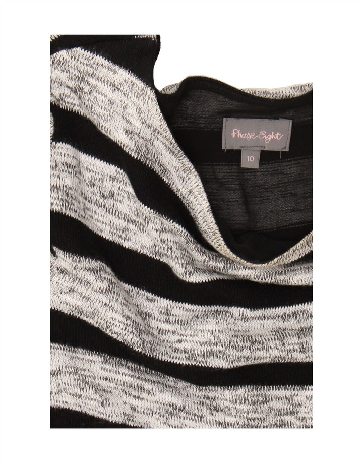 PHASE EIGHT Womens Top Long Sleeve UK 10 Small Grey Striped Viscose Vintage Phase Eight and Second-Hand Phase Eight from Messina Hembry 