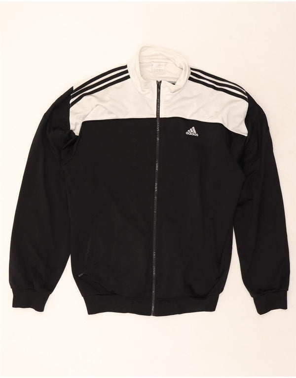 Adidas Mens Tracksuit Top Jacket UK 48/50 XL Black Colourblock Polyester