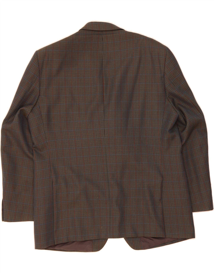 GRAFTON Mens 3 Button Blazer Jacket UK 46 3XL Grey Houndstooth Polyester Vintage Grafton and Second-Hand Grafton from Messina Hembry 