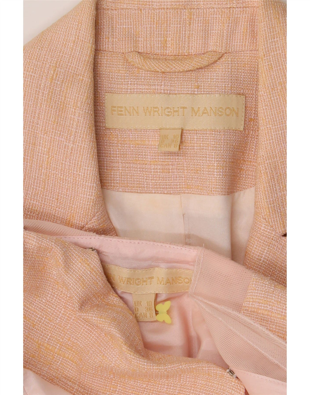 FENN WRIGHT MANSON Womens 1 Button 2 Piece Set UK 10 Small Pink Viscose Vintage Fenn Wright Manson and Second-Hand Fenn Wright Manson from Messina Hembry 