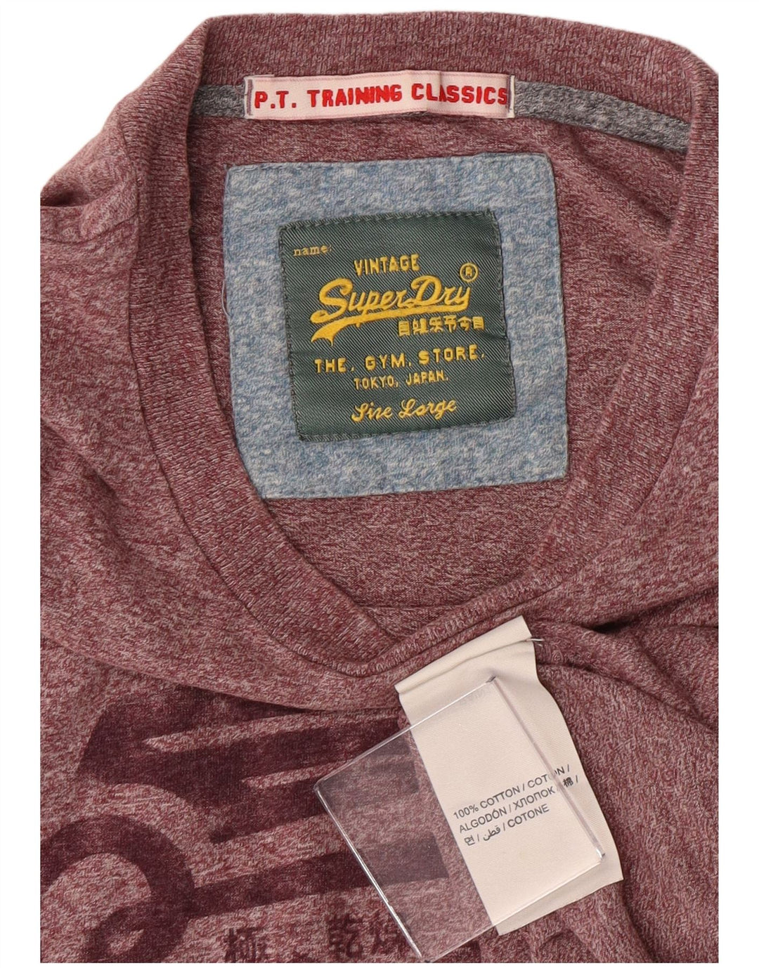 Superdry Womens Graphic T-Shirt Top Large Maroon Flecked Cotton