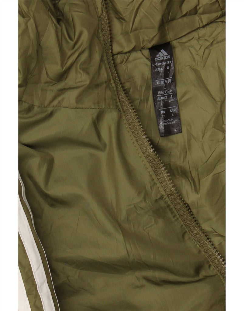 ADIDAS Mens Hooded Windbreaker Jacket UK 40 Large Khaki Polyester Vintage Adidas and Second-Hand Adidas from Messina Hembry 