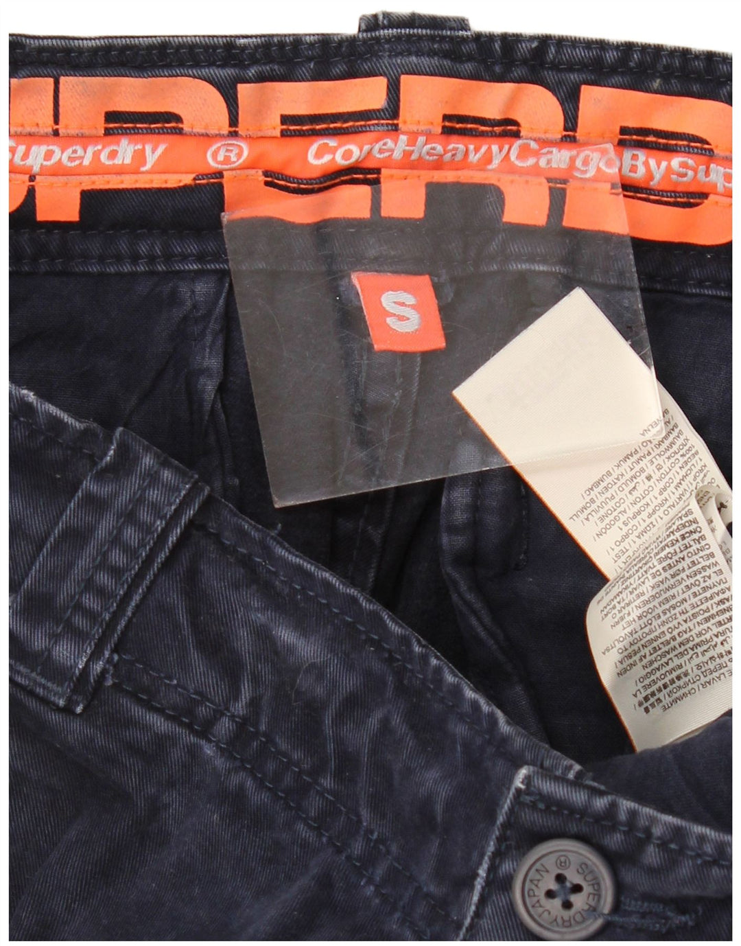 SUPERDRY Mens Cargo Shorts Small W29 Navy Blue Cotton