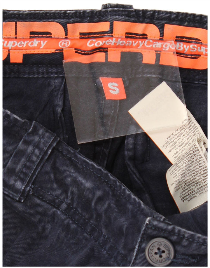 SUPERDRY Mens Cargo Shorts Small W29 Navy Blue Cotton