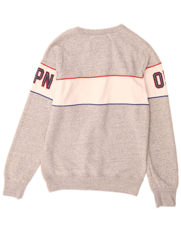 SUPERDRY Mens Graphic Sweatshirt Jumper Large Grey Colourblock Cotton