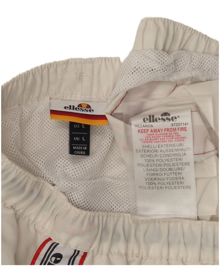ELLESSE Mens Graphic Swimming Shorts Large  White Colourblock Polyester