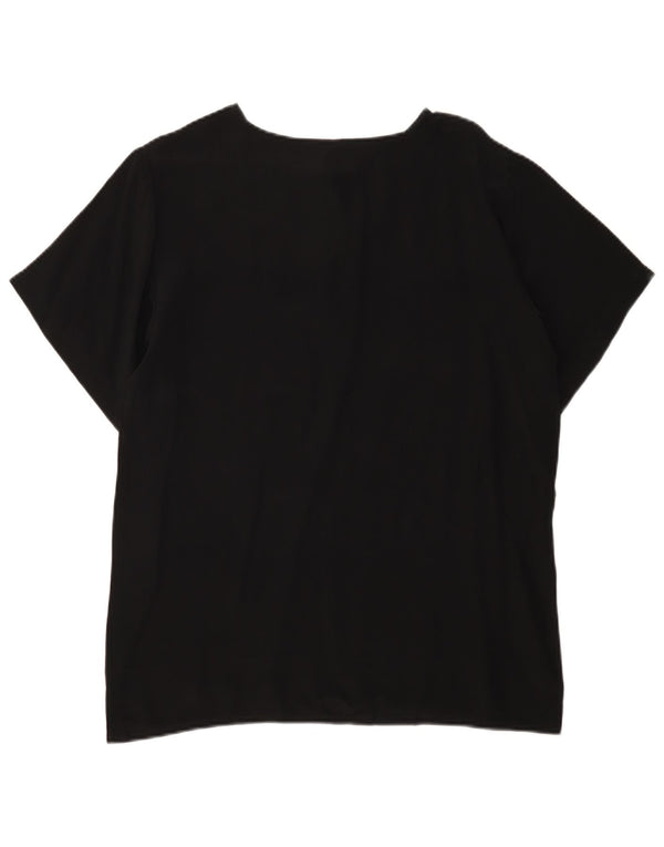 Vintage Womens Blouse Top UK 16 Large Black Silk