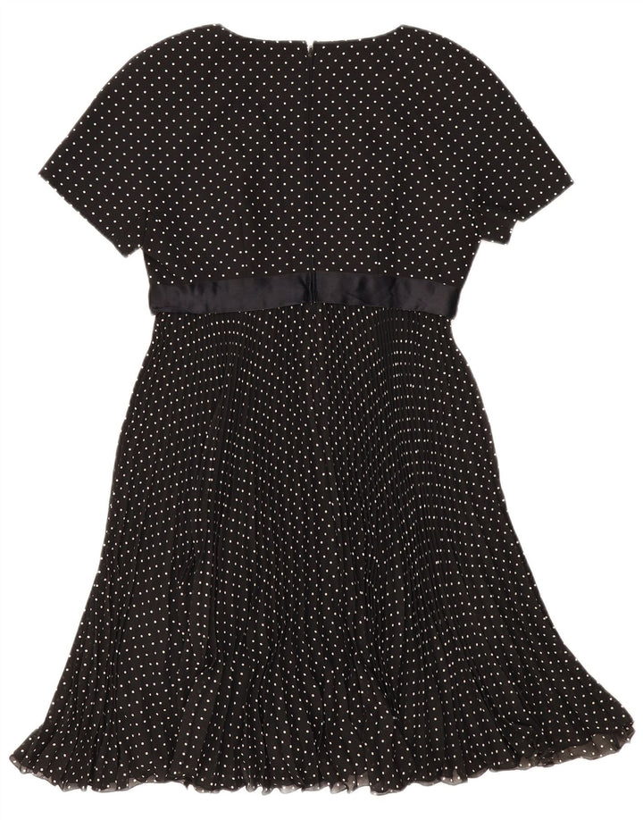 Luisa Spagnoli Womens A-Line Dress IT 44 Medium Black Polka Dot