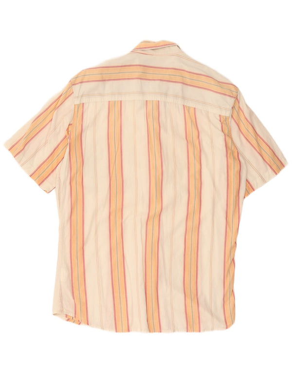 MARLBORO CLASSICS Mens Short Sleeve Shirt XL Orange Striped Cotton