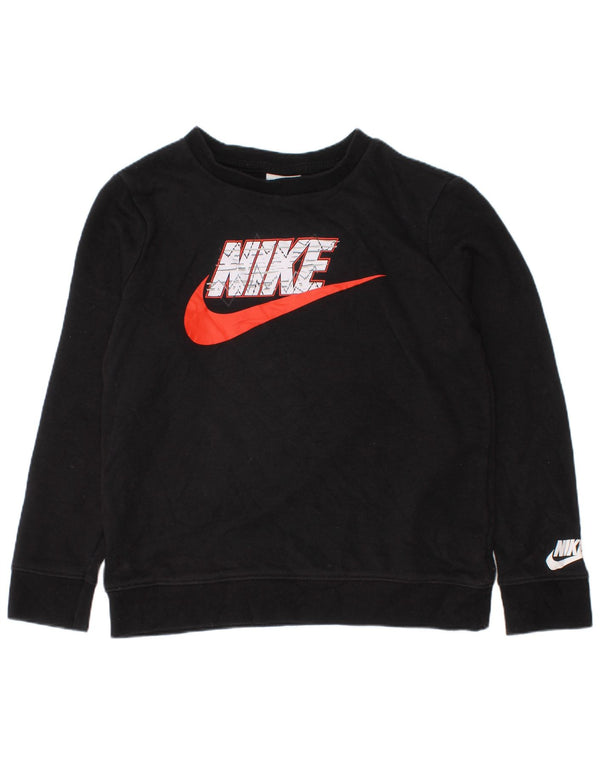 NIKE Boys Graphic Sweatshirt Jumper 6-7 Years Large Black