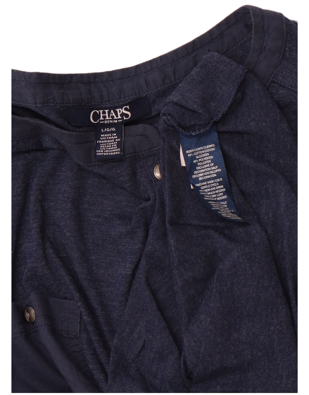 CHAPS Womens Top Long Sleeve UK 16 Large Navy Blue Cotton