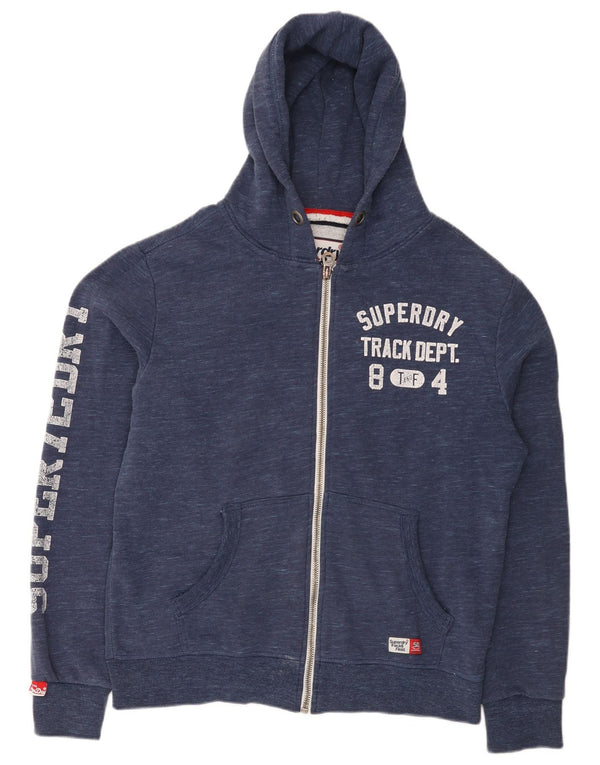 Superdry Mens Graphic Zip Hoodie Sweater XL Navy Blue Cotton